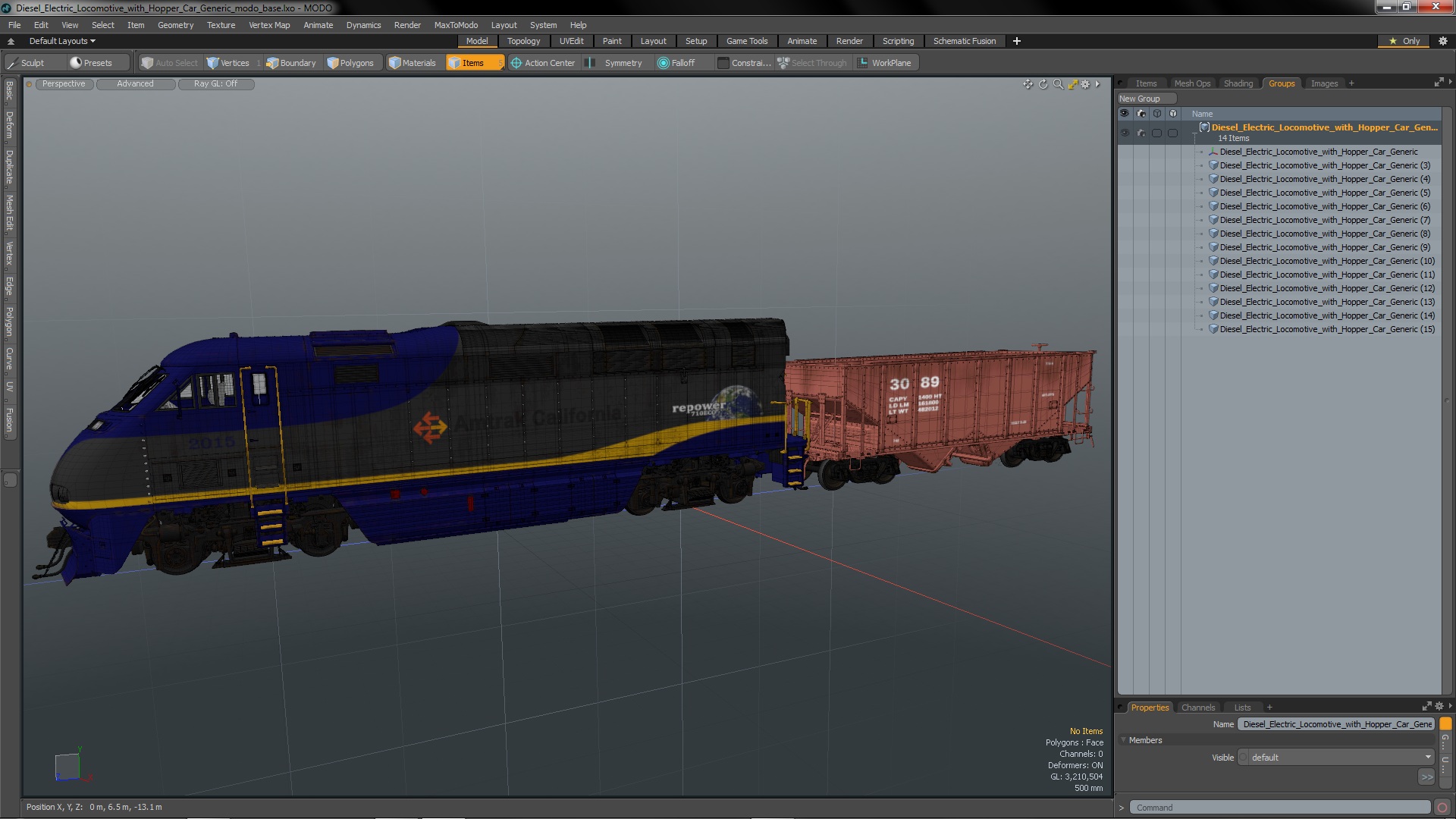 3D model Diesel Electric Locomotive with Hopper Car Generic