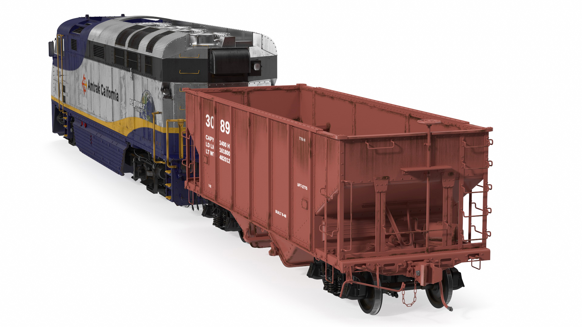 3D model Diesel Electric Locomotive with Hopper Car Generic
