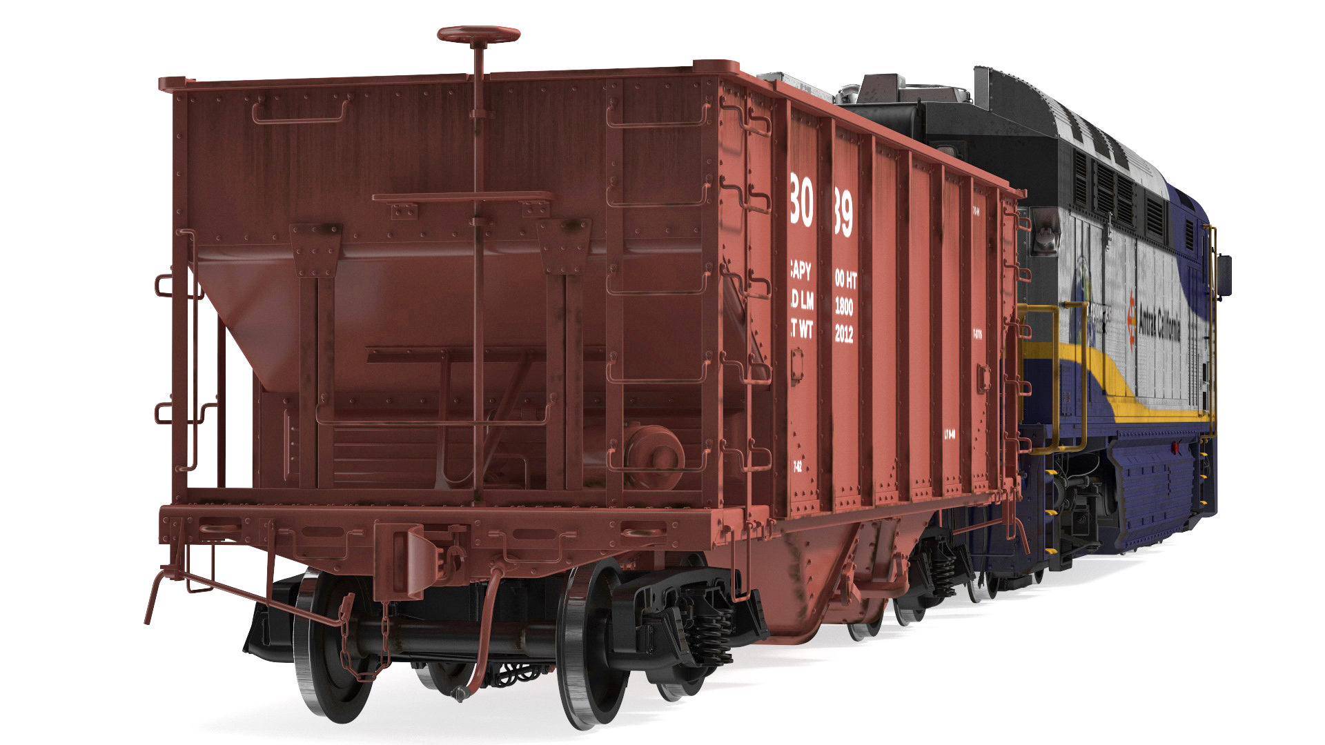 3D model Diesel Electric Locomotive with Hopper Car Generic