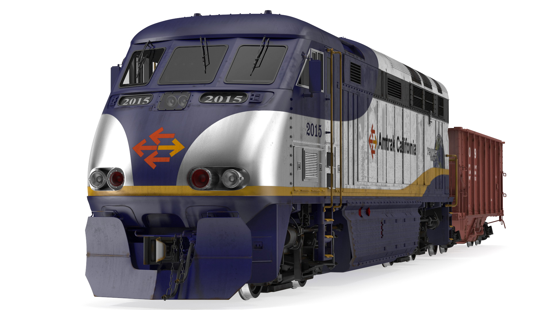 3D model Diesel Electric Locomotive with Hopper Car Generic