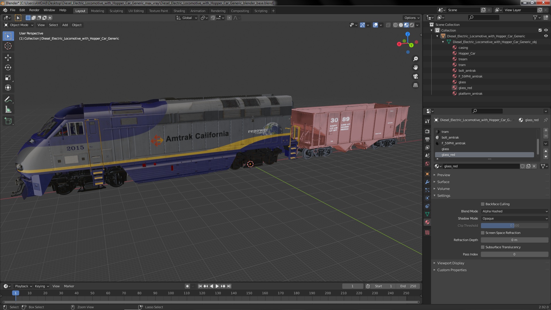 3D model Diesel Electric Locomotive with Hopper Car Generic