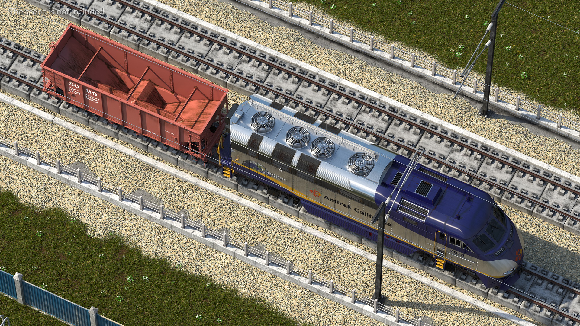 3D model Diesel Electric Locomotive with Hopper Car Generic