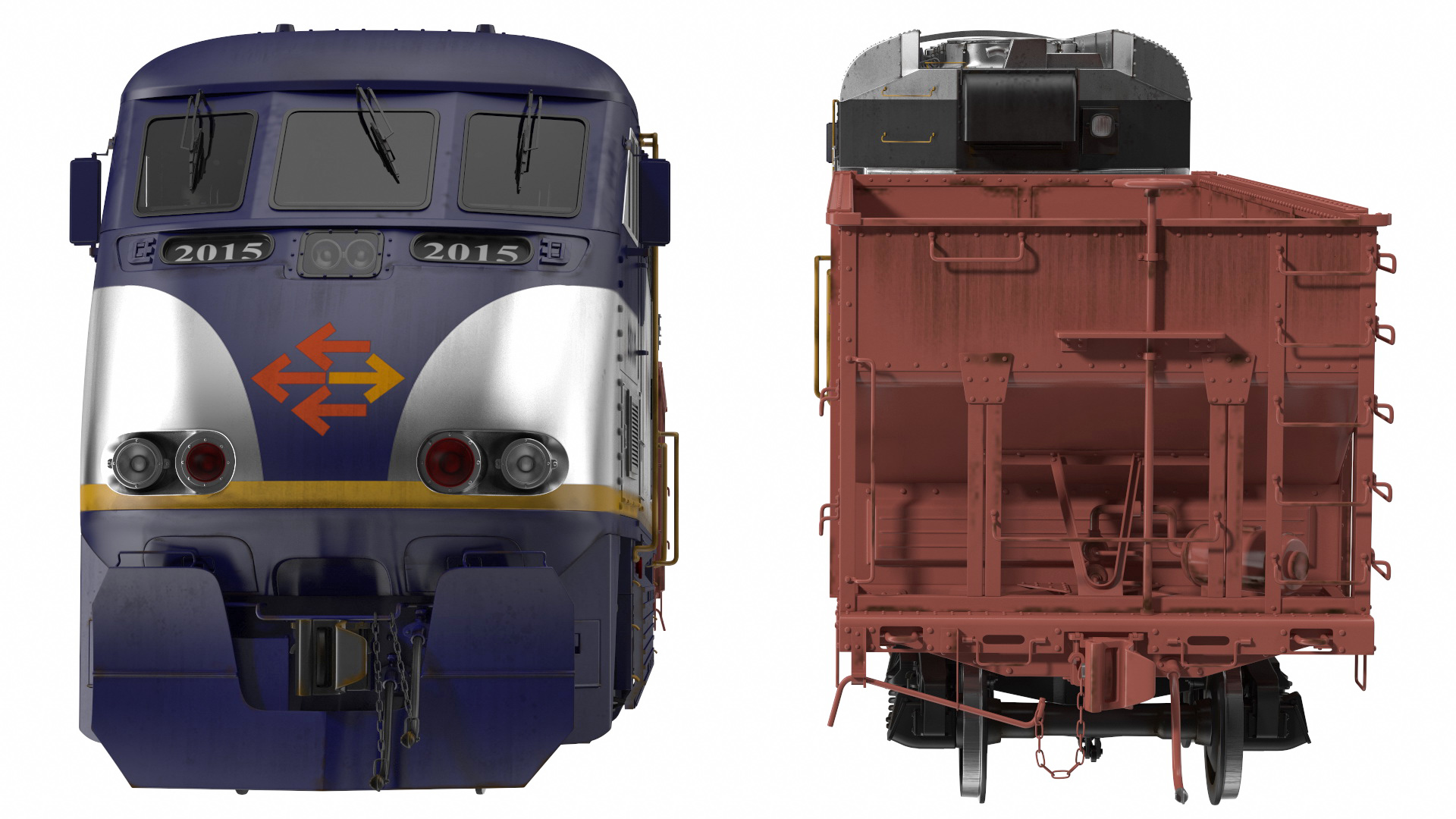 3D model Diesel Electric Locomotive with Hopper Car Generic
