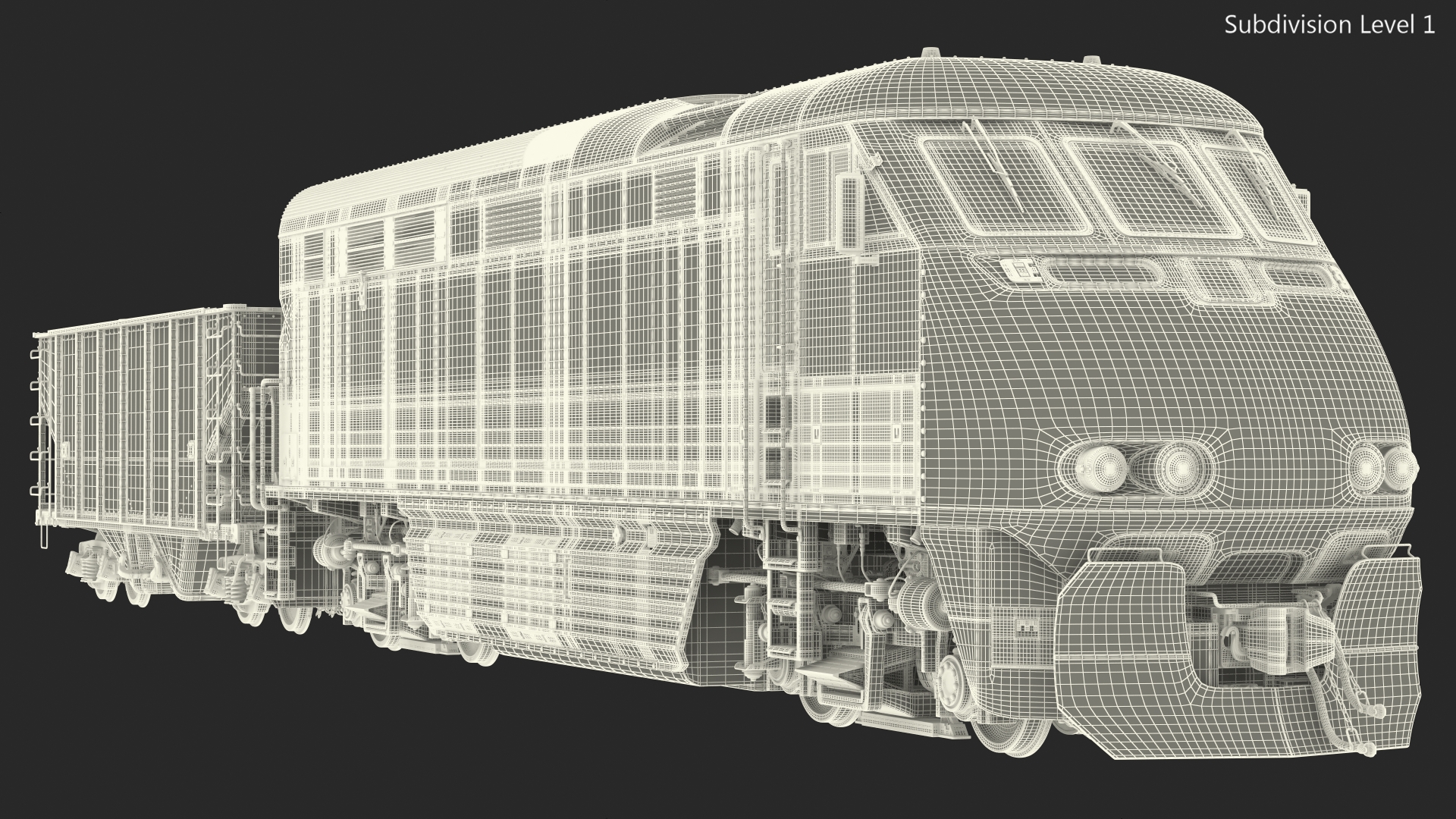 3D model Diesel Electric Locomotive with Hopper Car Generic