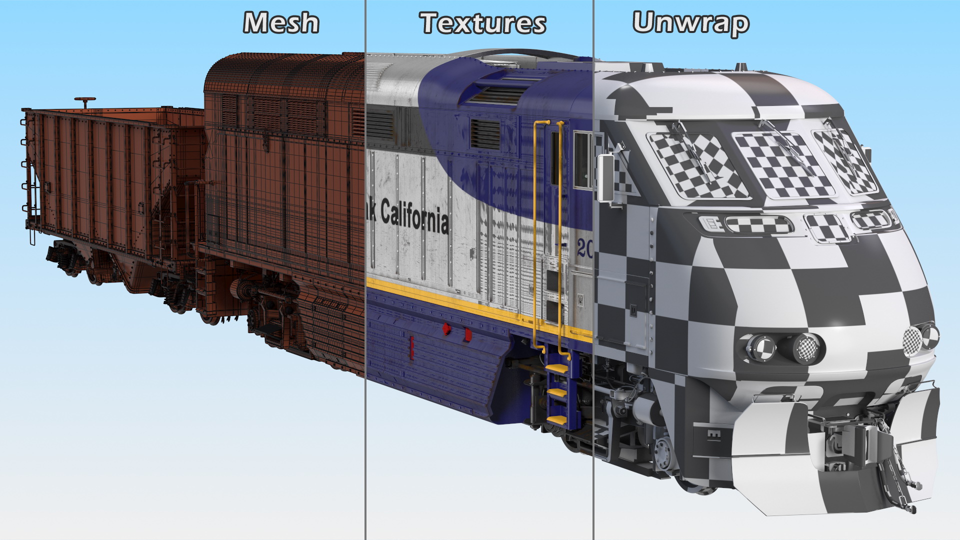 3D model Diesel Electric Locomotive with Hopper Car Generic