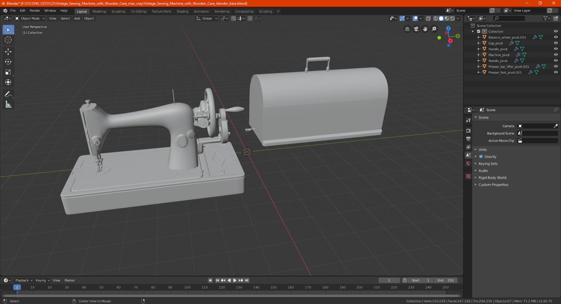 Vintage Sewing Machine with Wooden Case 3D model
