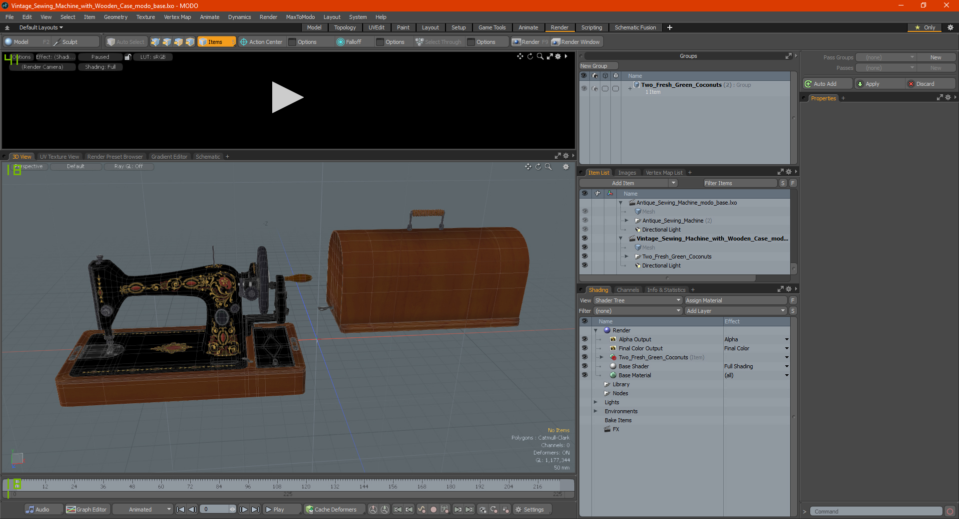 Vintage Sewing Machine with Wooden Case 3D model