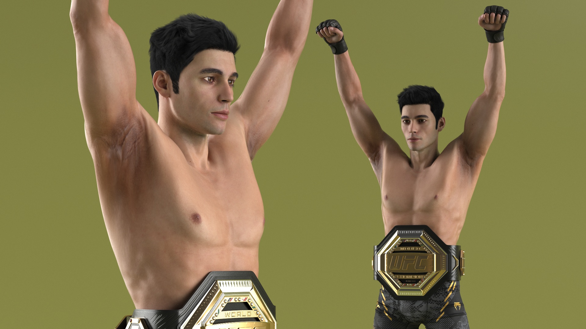 MMA Fighter with UFC Championship Belt Fur 3D