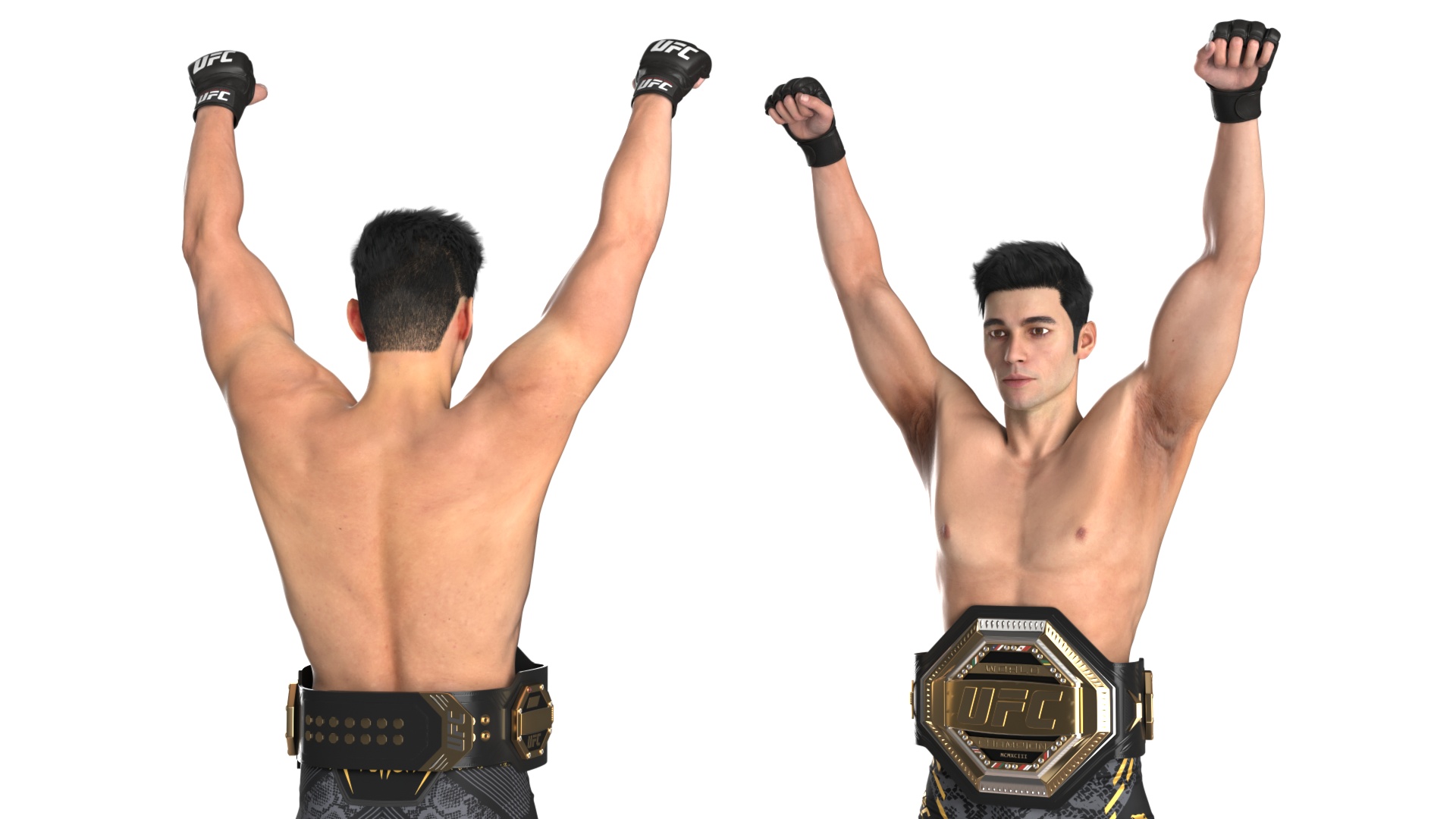 MMA Fighter with UFC Championship Belt Fur 3D