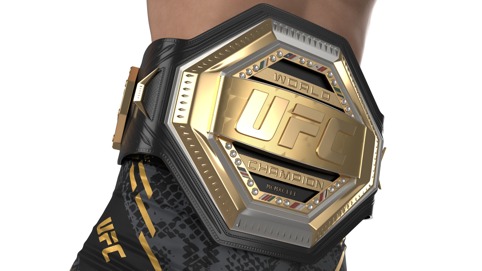 MMA Fighter with UFC Championship Belt Fur 3D