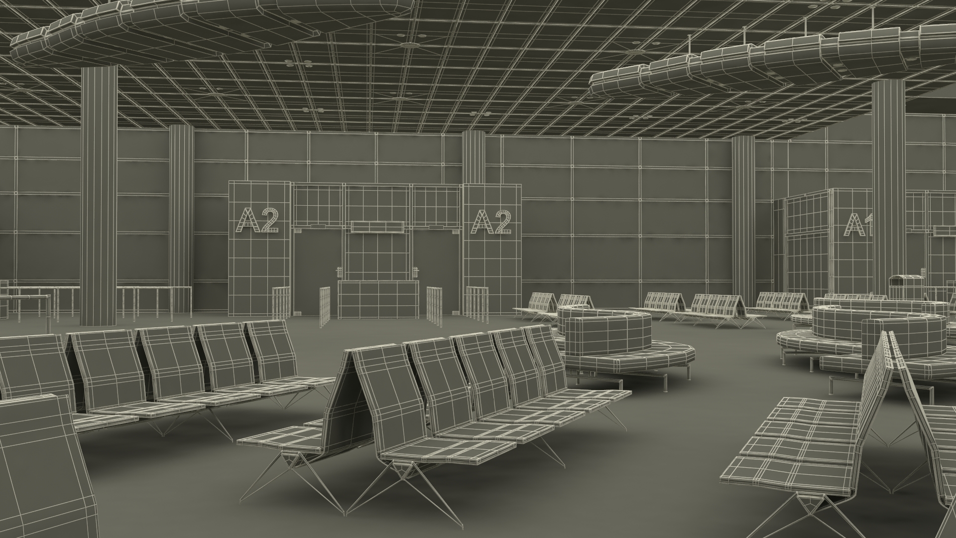 Modern Airport Terminal Interior 3D