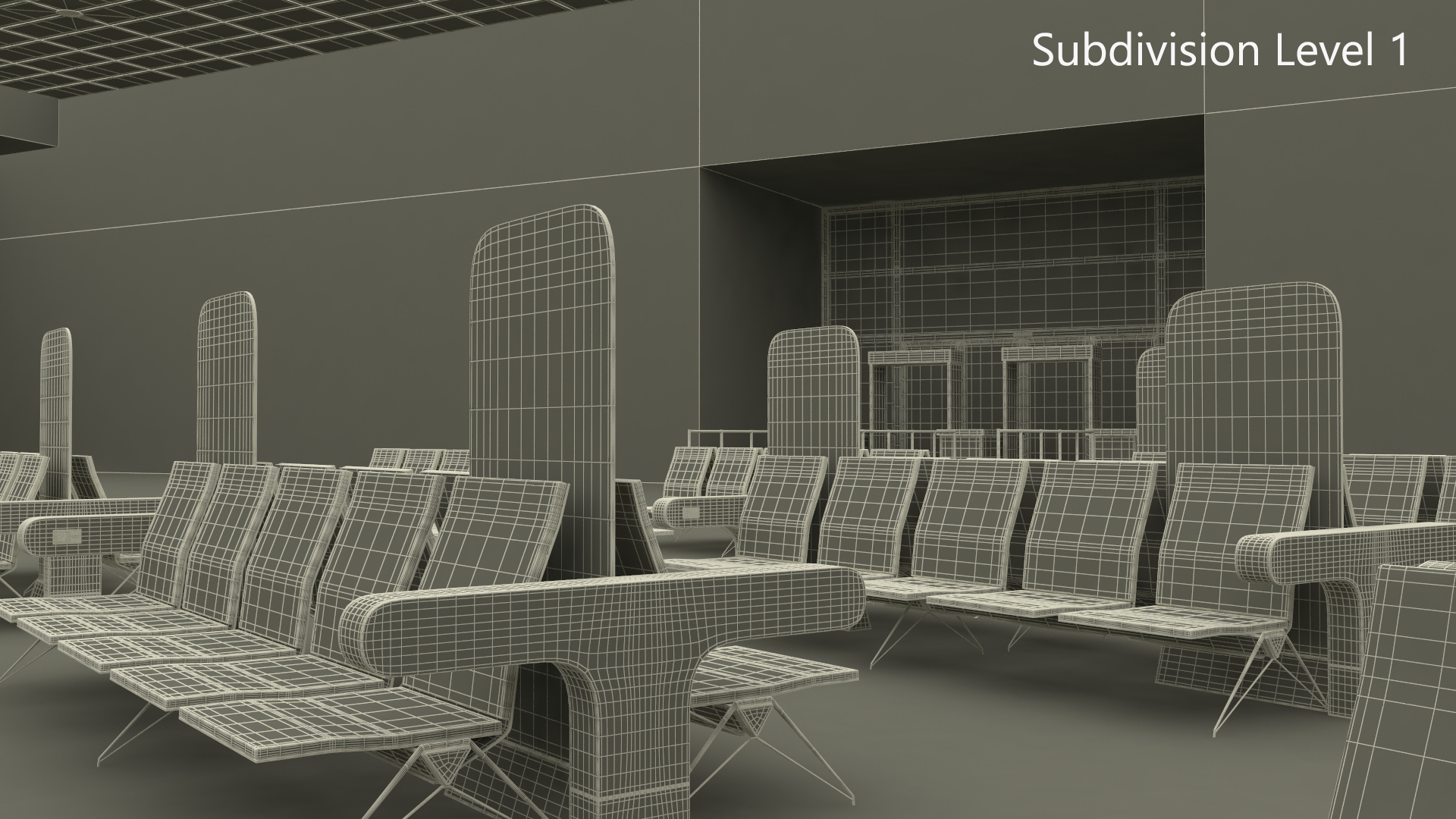 Modern Airport Terminal Interior 3D