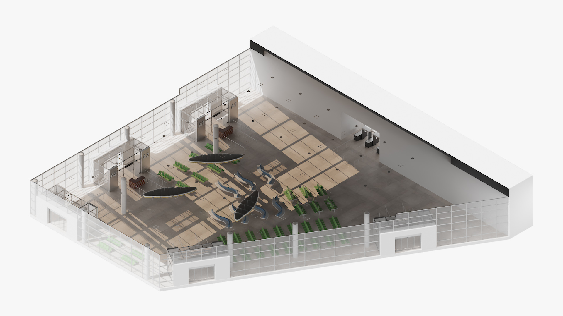 Modern Airport Terminal Interior 3D