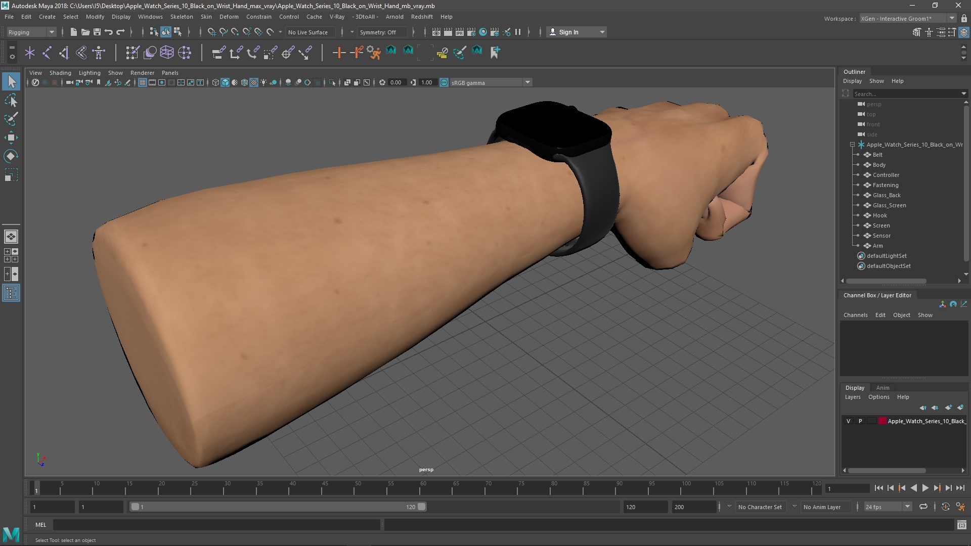 3D Apple Watch Series 10 Black on Wrist Hand