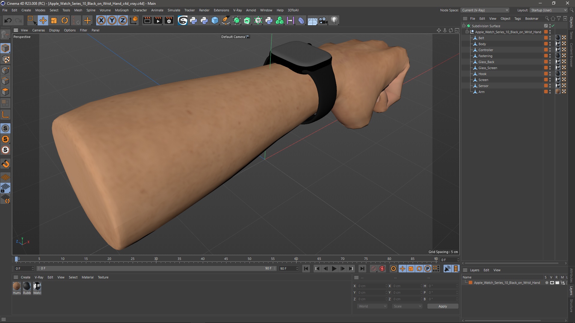 3D Apple Watch Series 10 Black on Wrist Hand