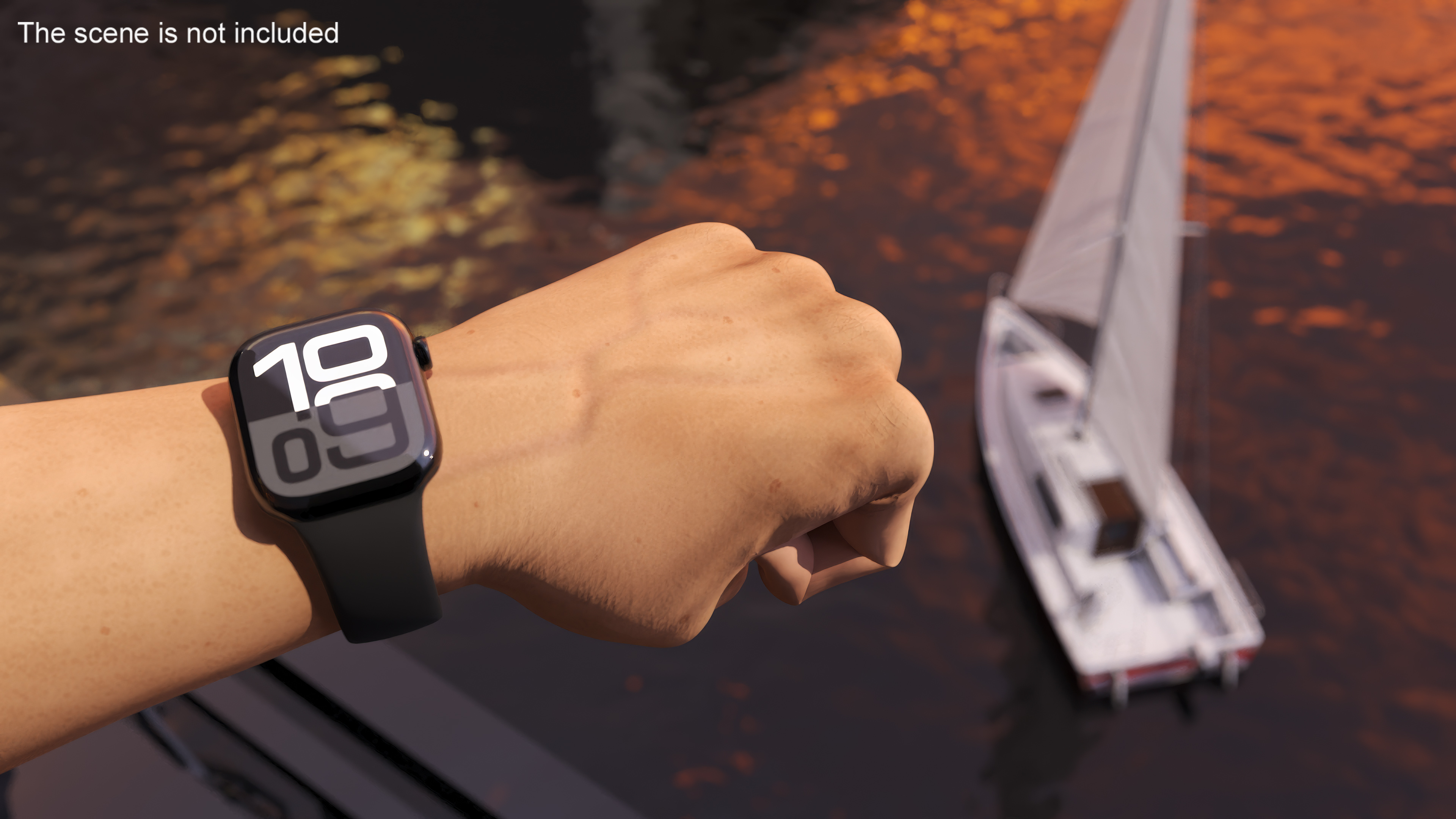 3D Apple Watch Series 10 Black on Wrist Hand