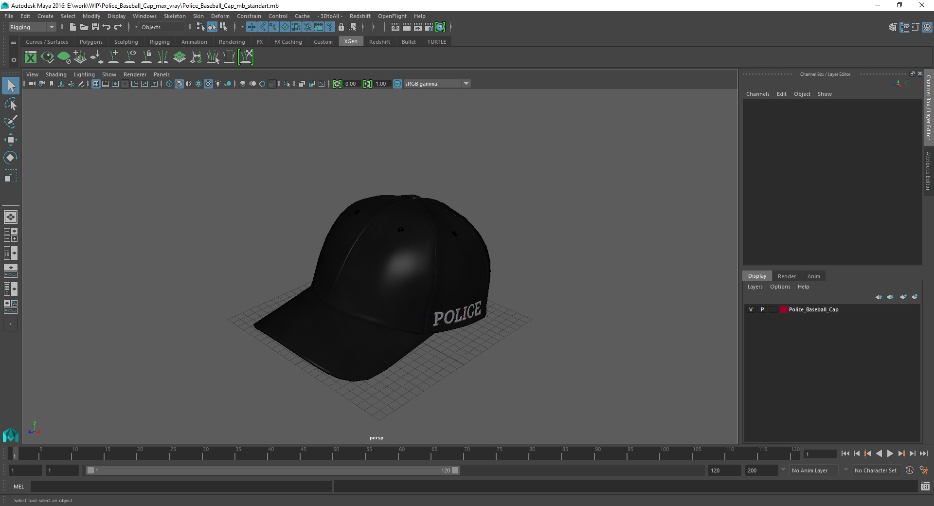 Police Baseball Cap 3D model
