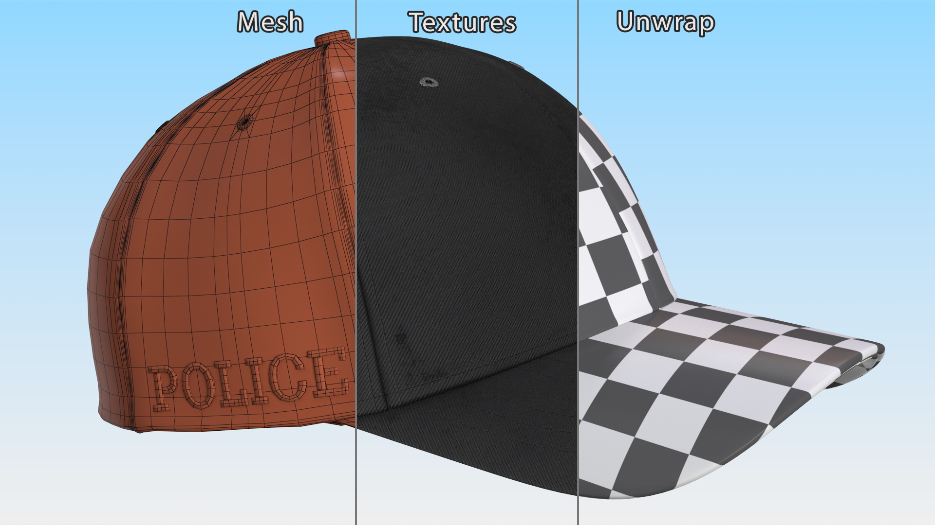 Police Baseball Cap 3D model