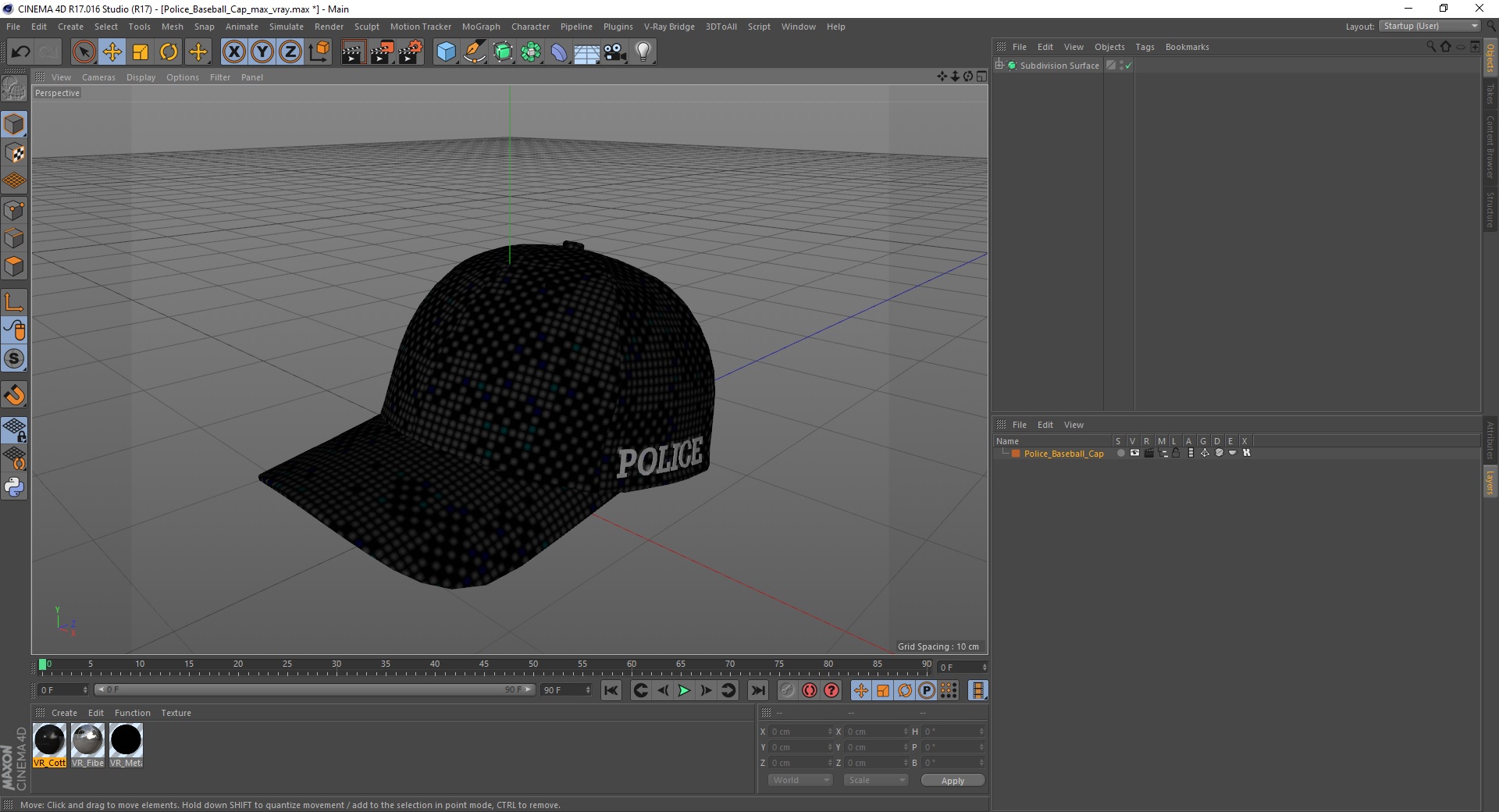 Police Baseball Cap 3D model