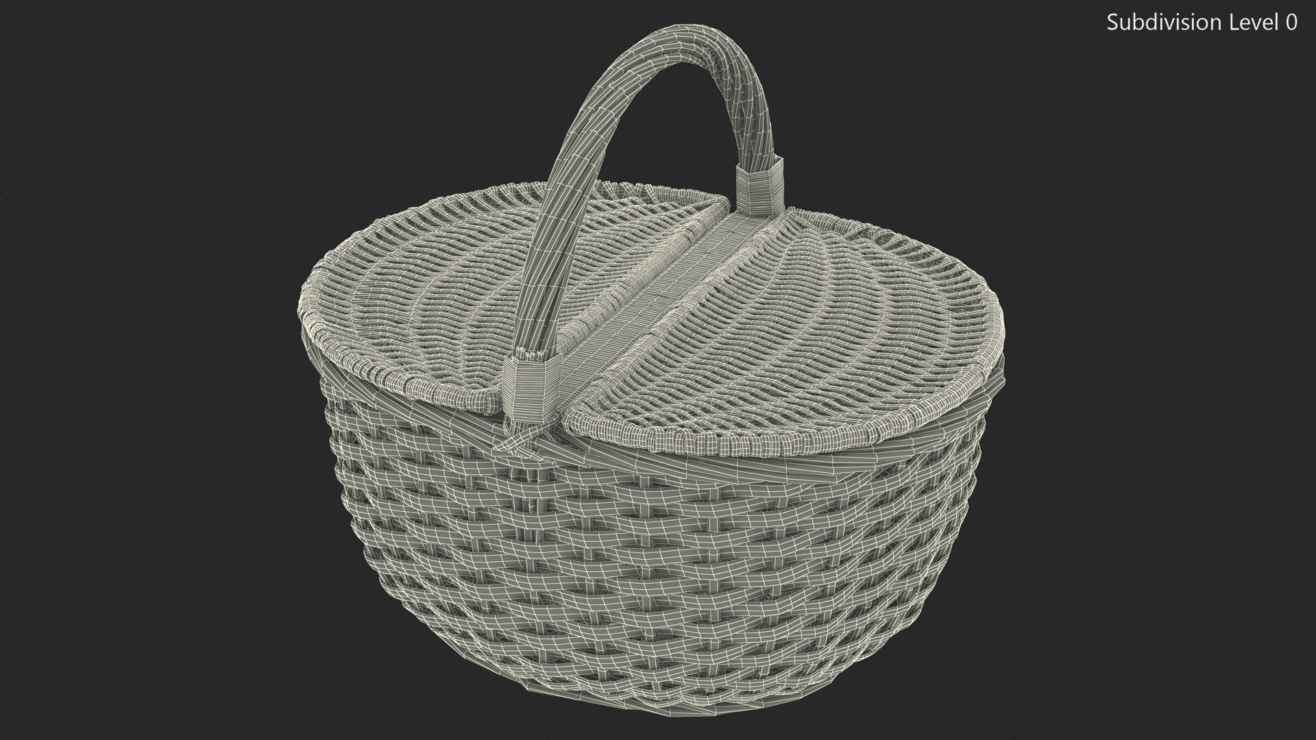 Handcrafted Wicker Picnic Basket 3D