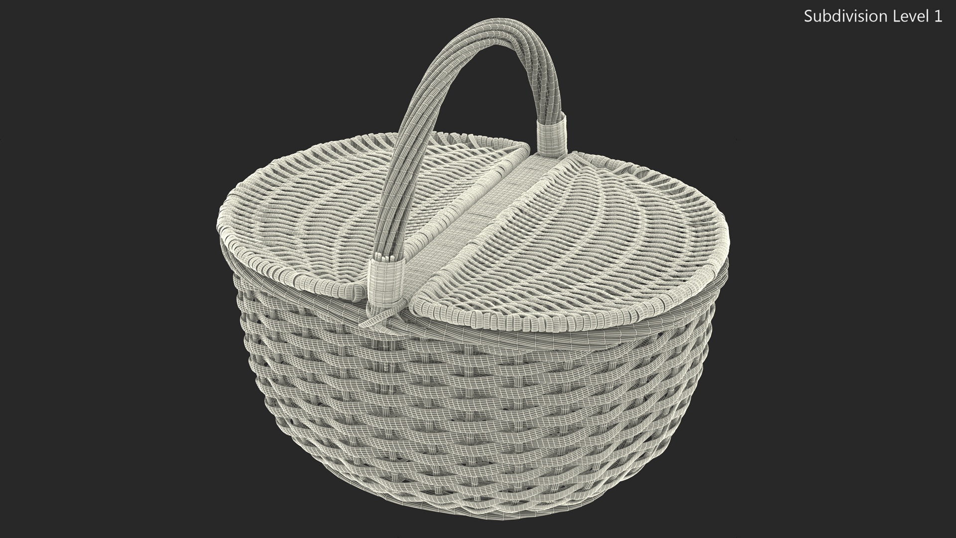 Handcrafted Wicker Picnic Basket 3D