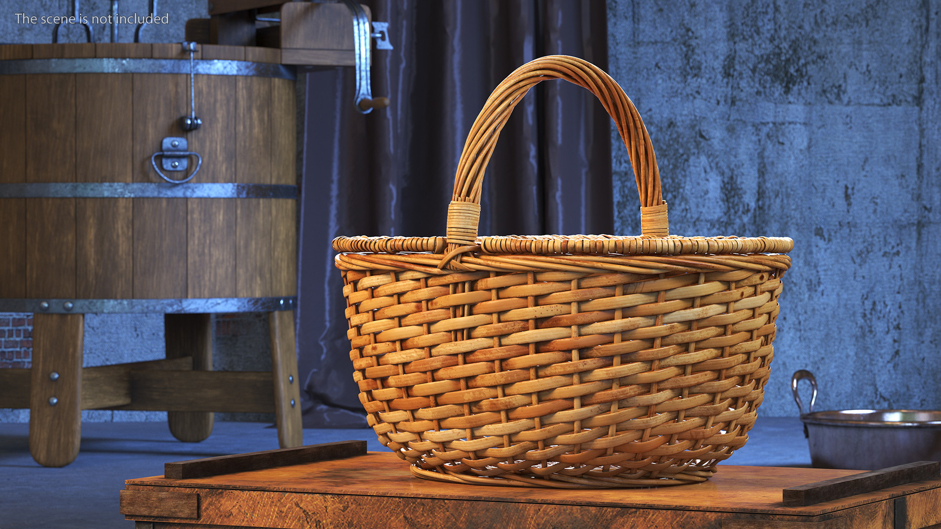Handcrafted Wicker Picnic Basket 3D