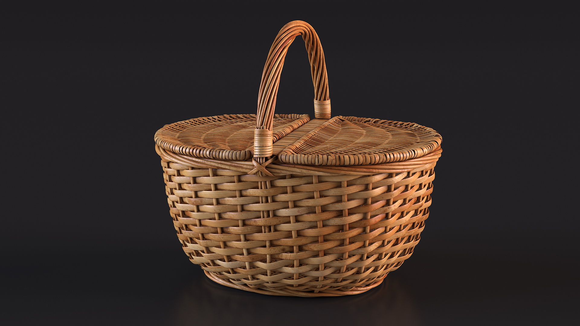 Handcrafted Wicker Picnic Basket 3D