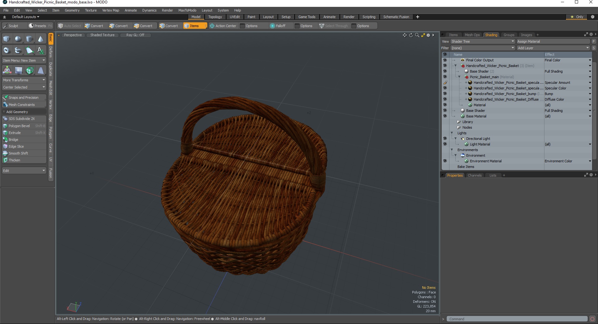 Handcrafted Wicker Picnic Basket 3D