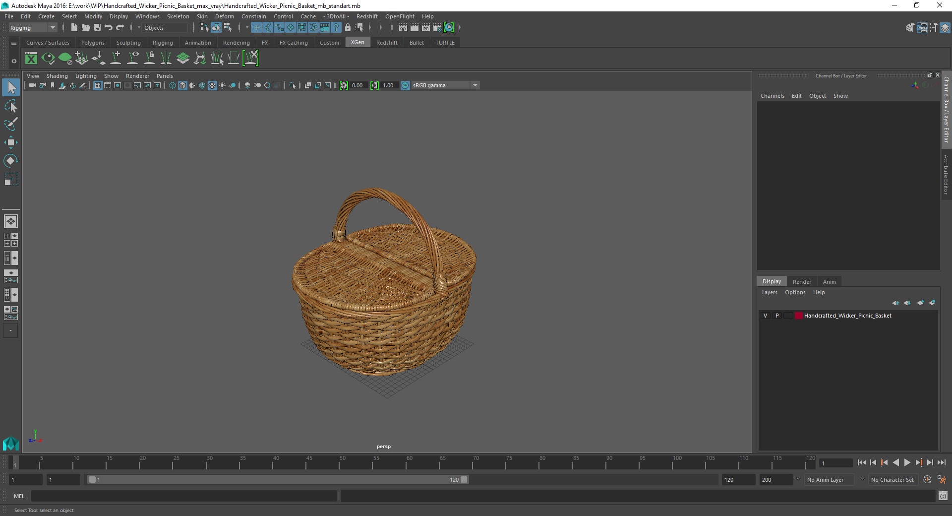 Handcrafted Wicker Picnic Basket 3D