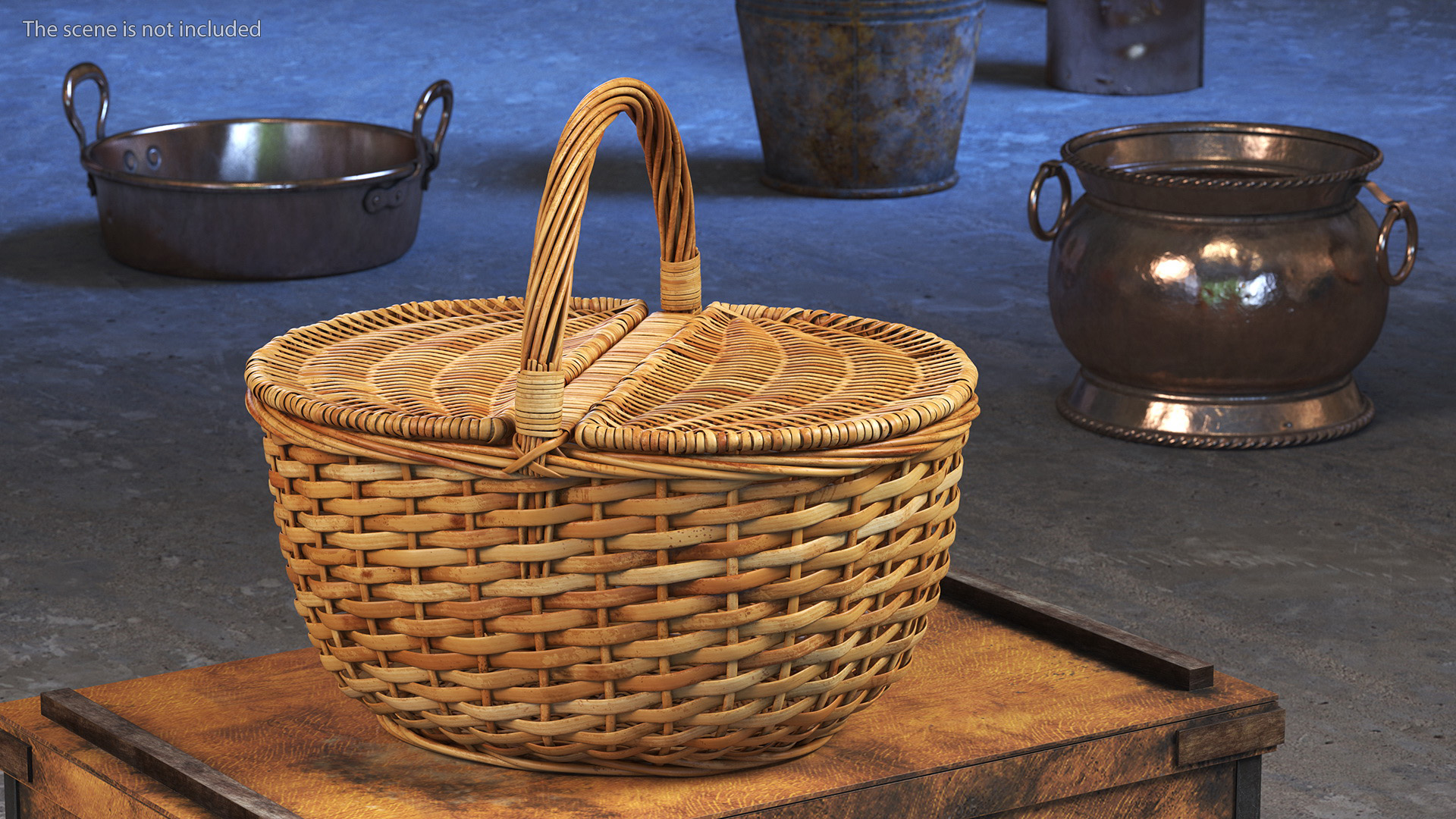 Handcrafted Wicker Picnic Basket 3D