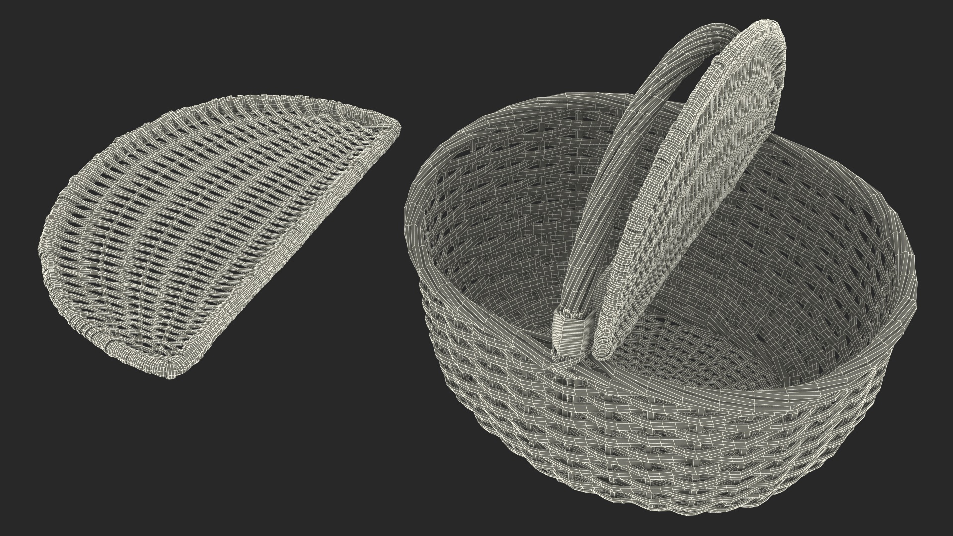 Handcrafted Wicker Picnic Basket 3D