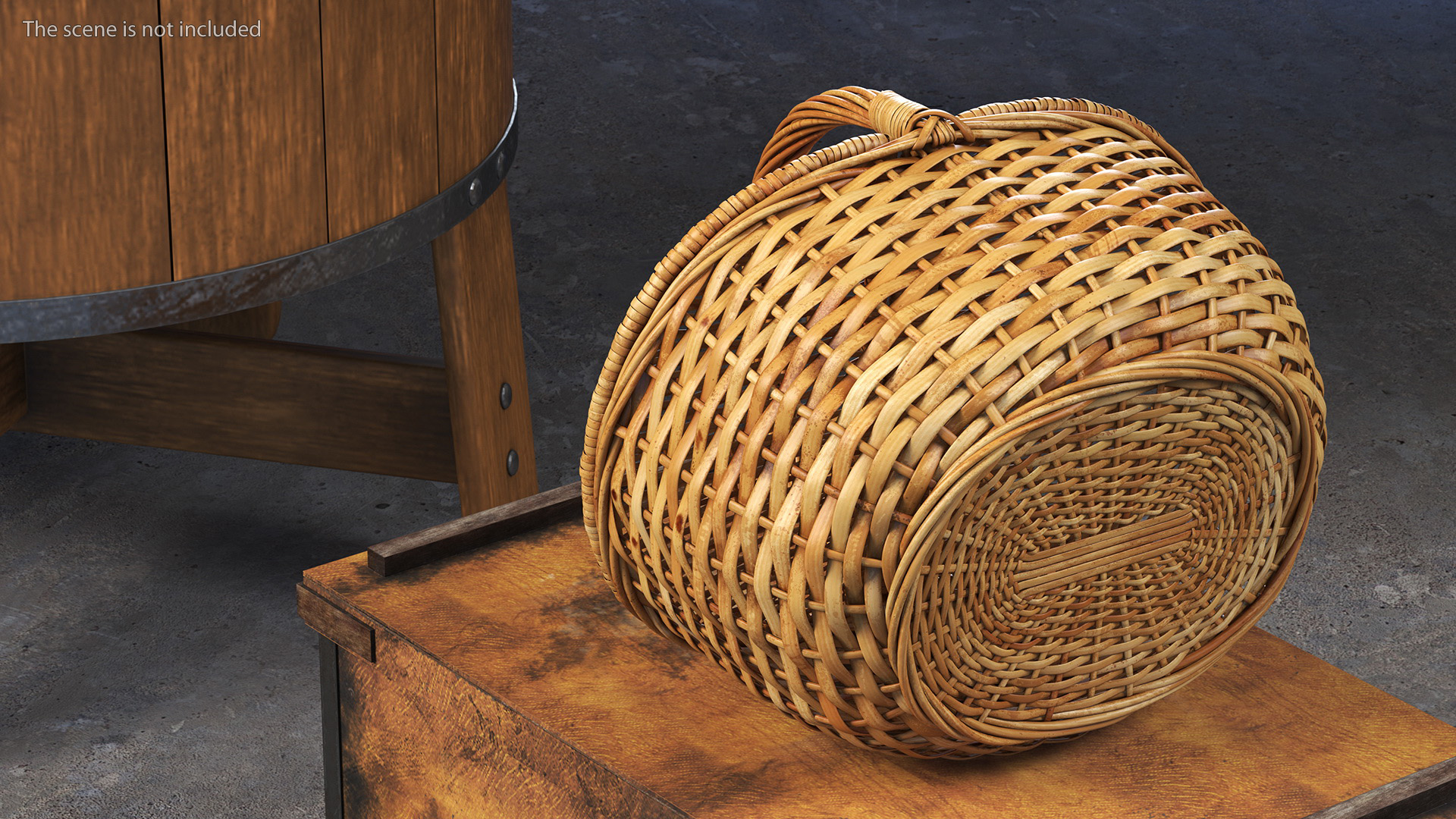 Handcrafted Wicker Picnic Basket 3D
