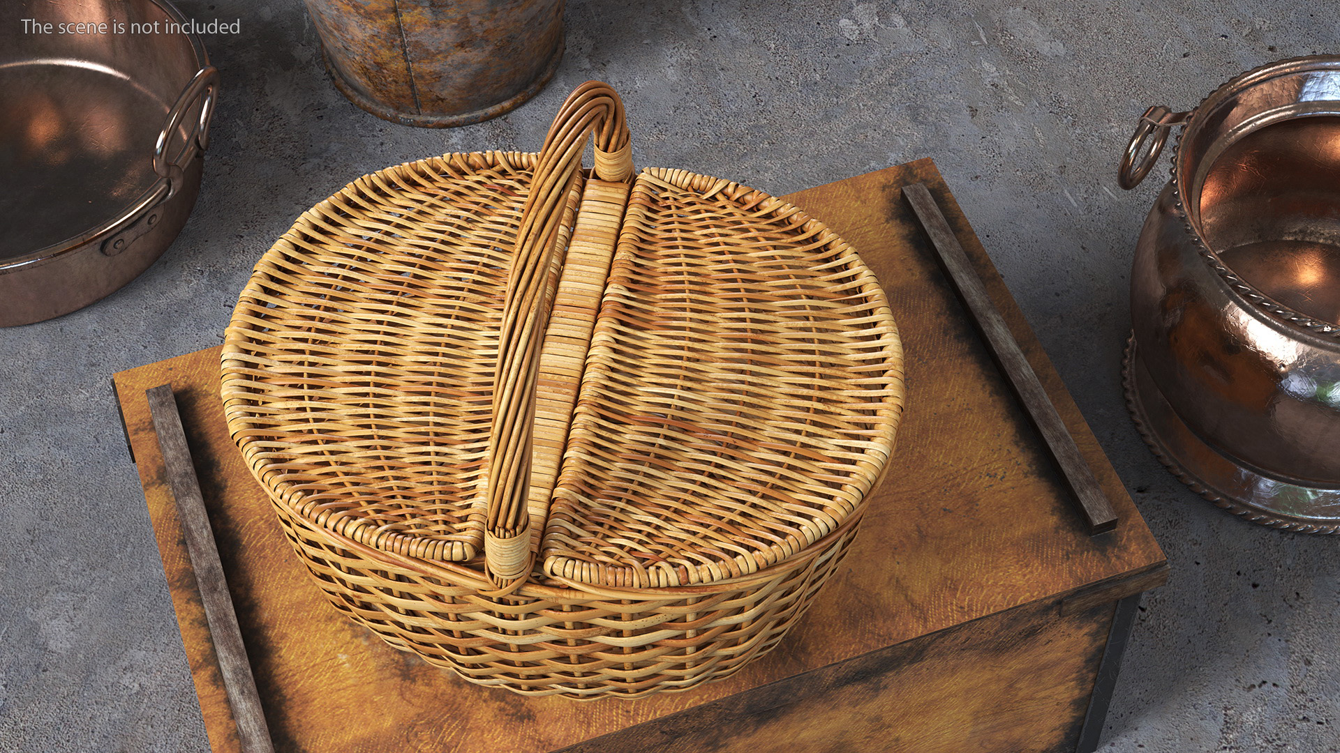 Handcrafted Wicker Picnic Basket 3D