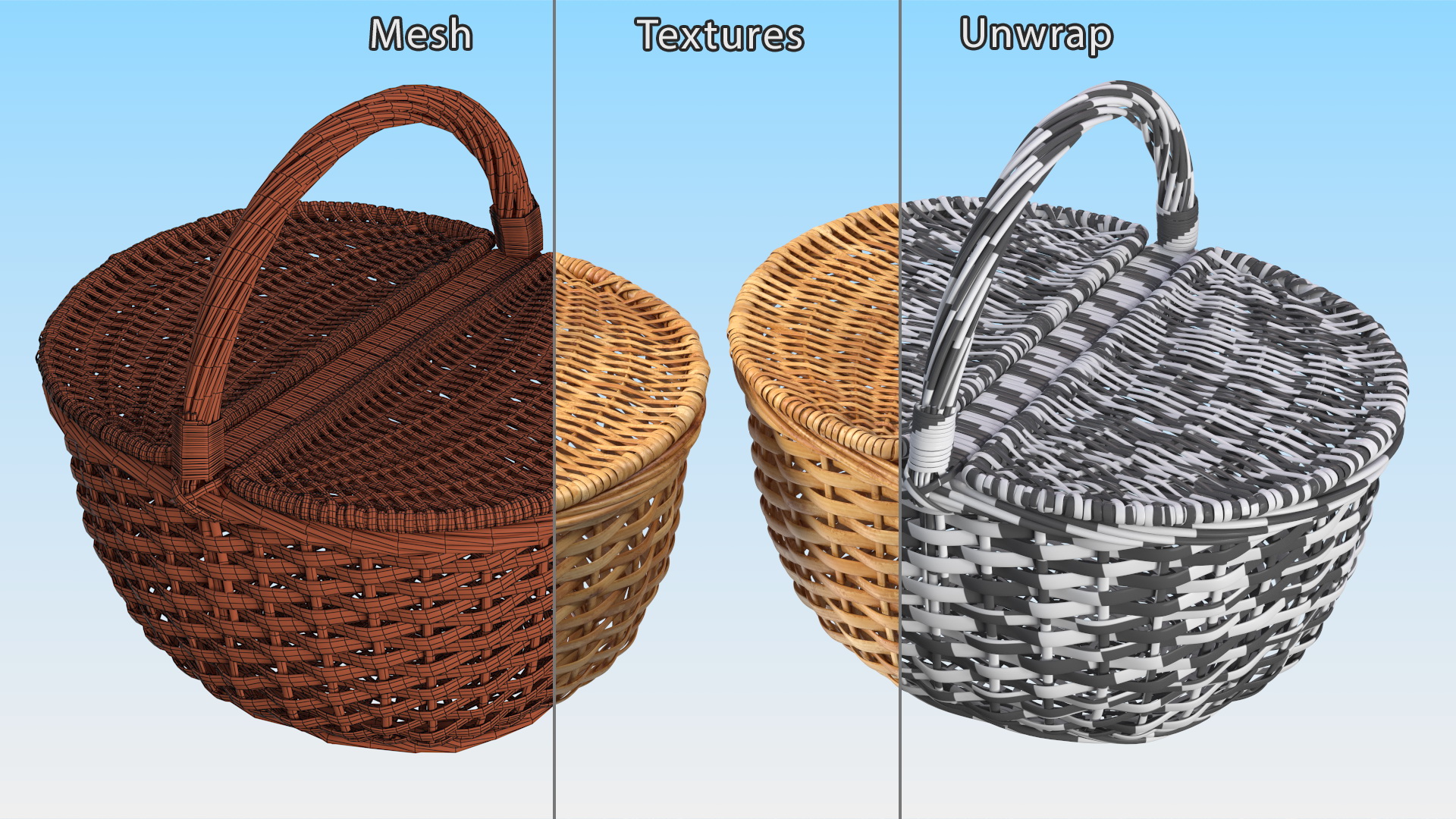 Handcrafted Wicker Picnic Basket 3D