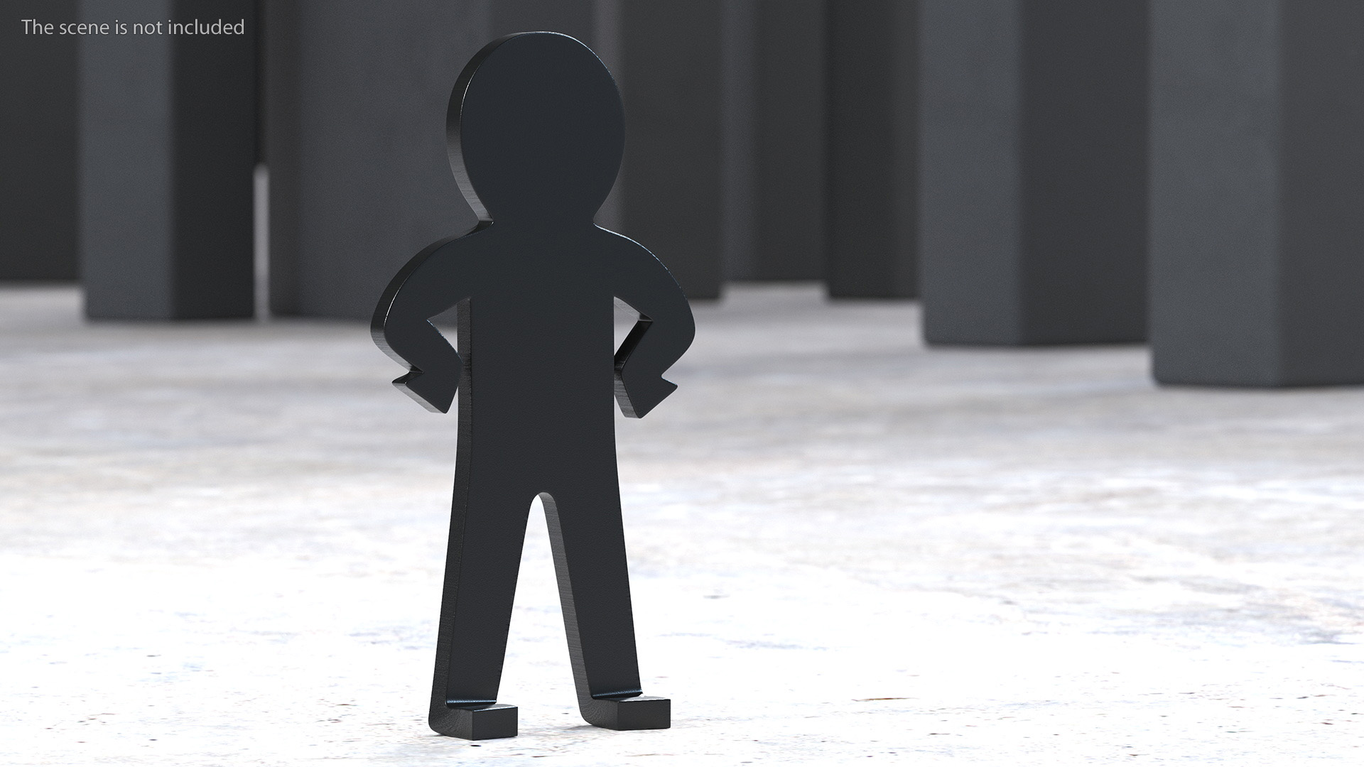 Plastic Stickman Confident Pose Black 3D