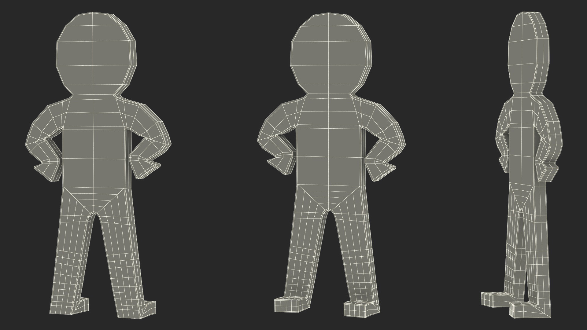 Plastic Stickman Confident Pose Black 3D