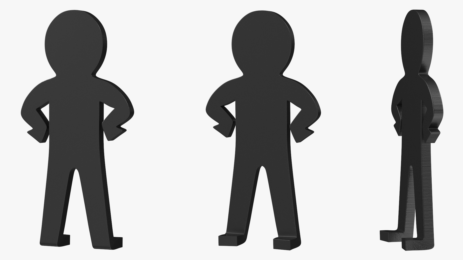 Plastic Stickman Confident Pose Black 3D