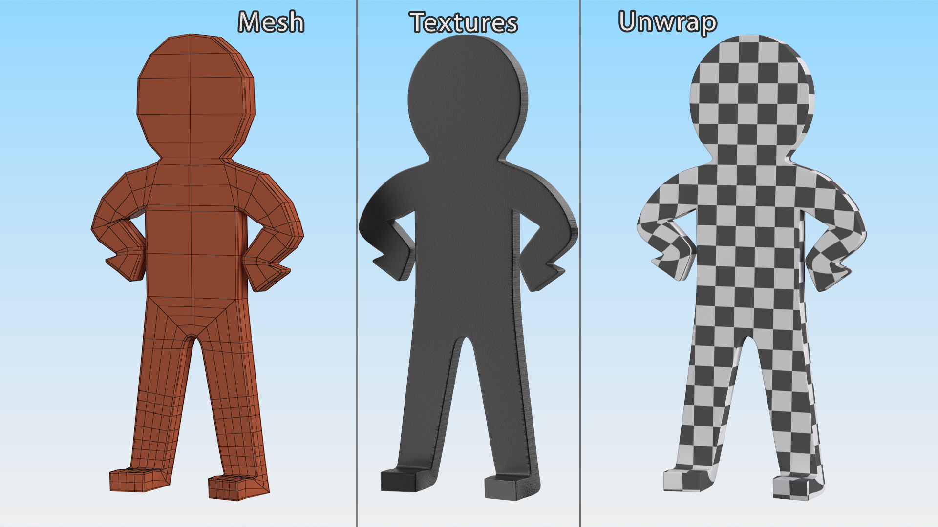 Plastic Stickman Confident Pose Black 3D