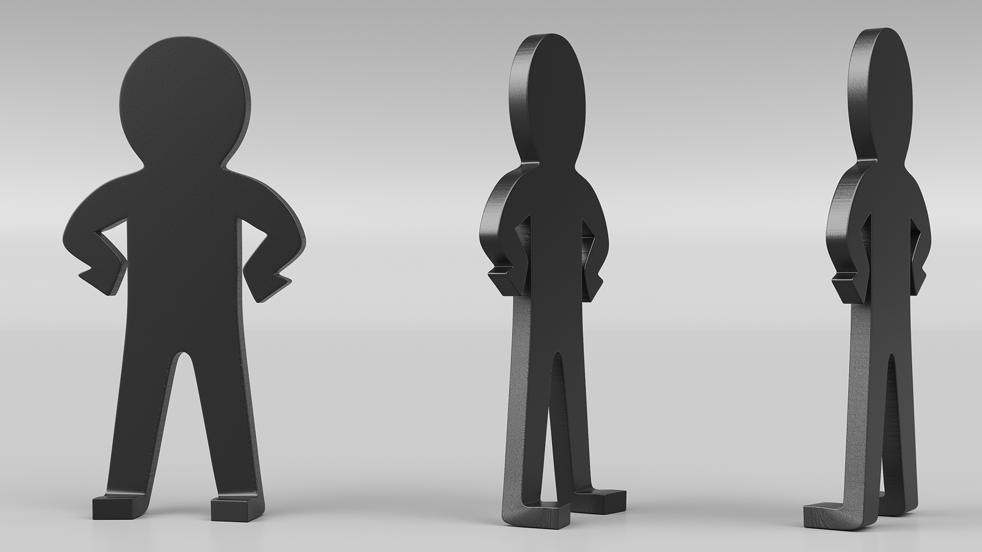 Plastic Stickman Confident Pose Black 3D