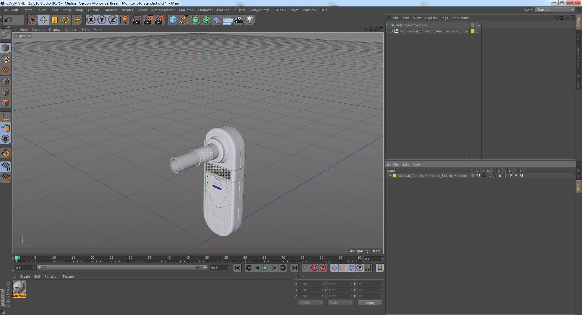 3D Medical Carbon Monoxide Breath Monitor model
