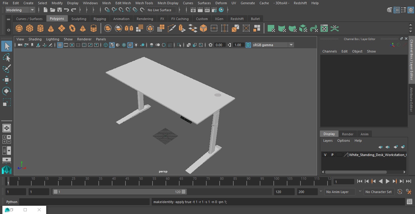 3D White Standing Desk Workstation