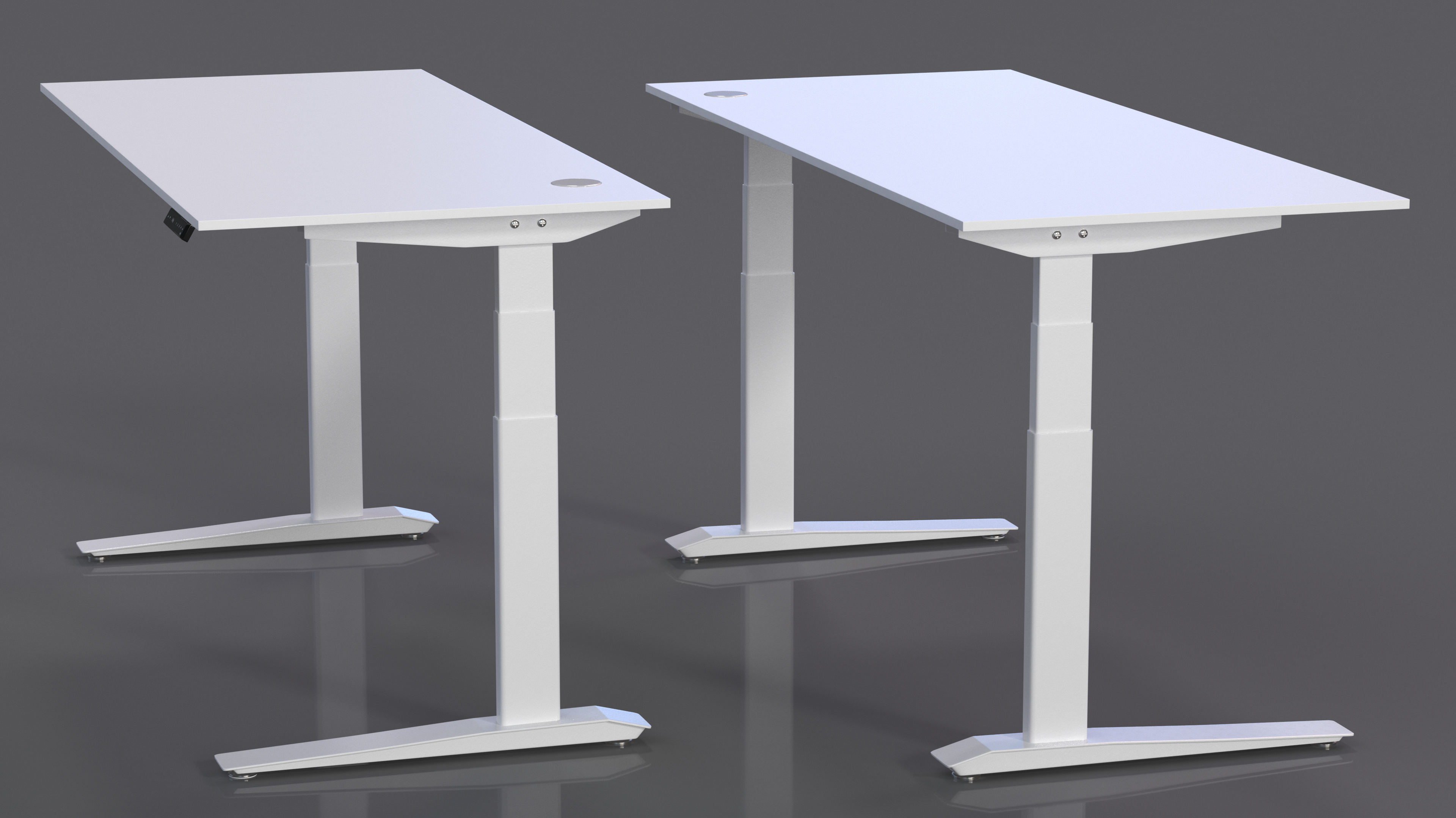 3D White Standing Desk Workstation