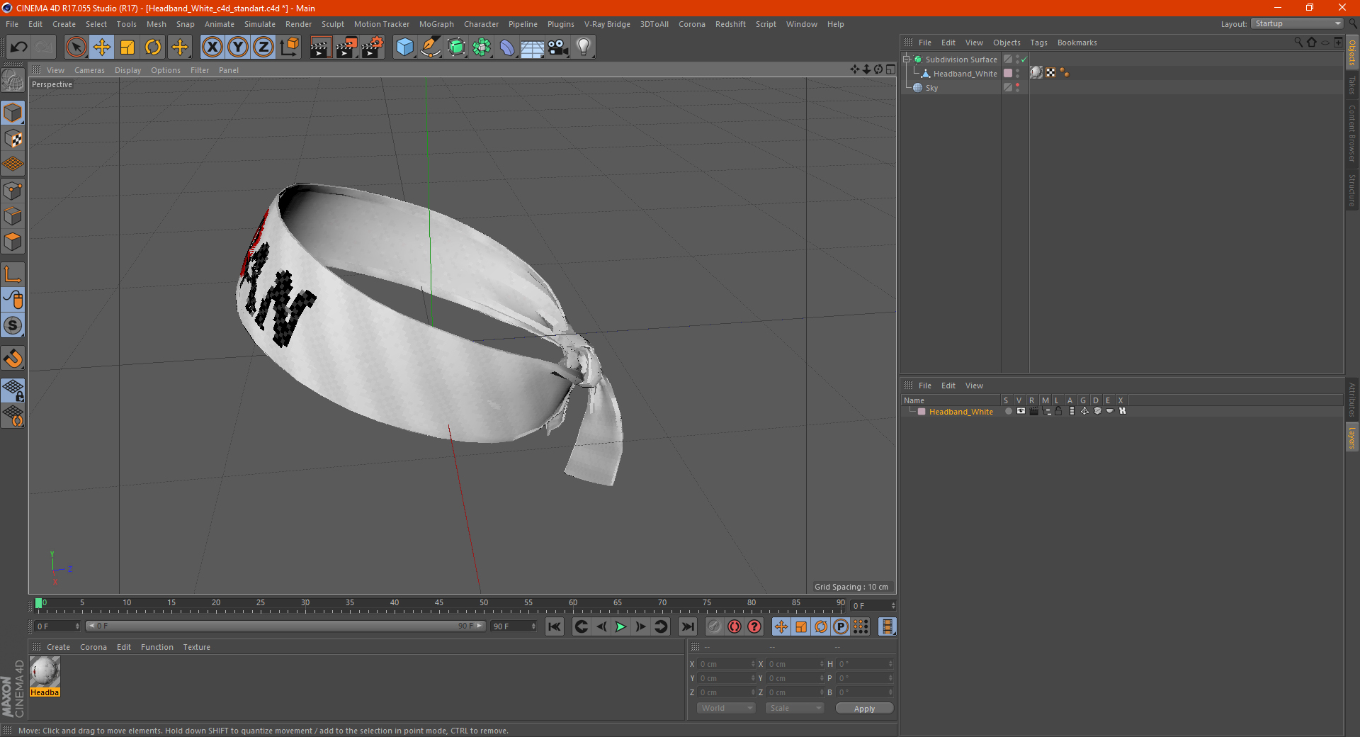 Headband White 3D model