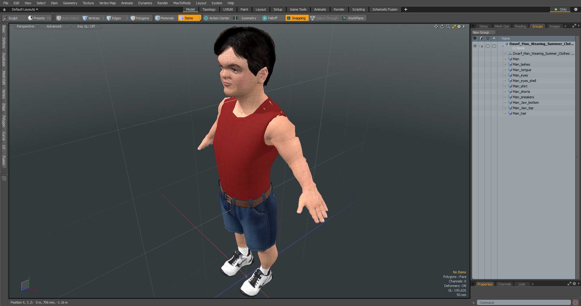 Dwarf Man Wearing Summer Clothes A-pose 3D model