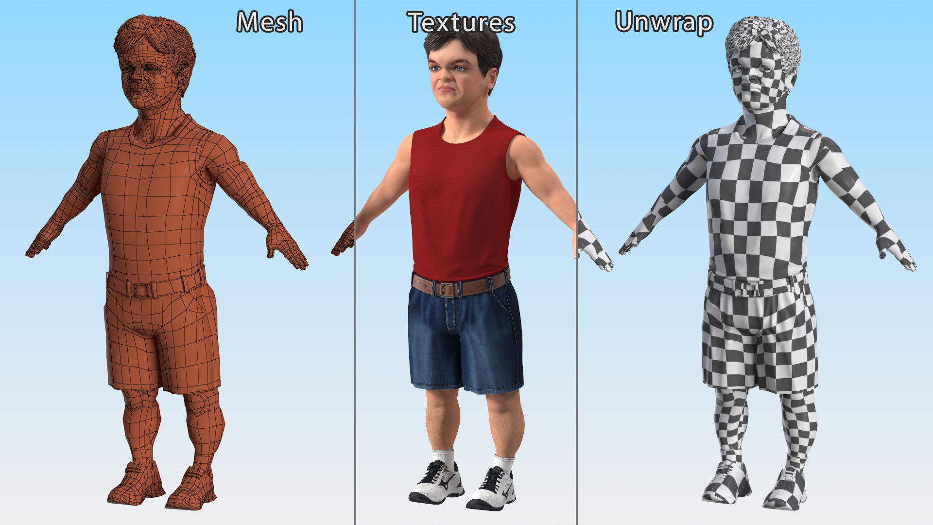 Dwarf Man Wearing Summer Clothes A-pose 3D model