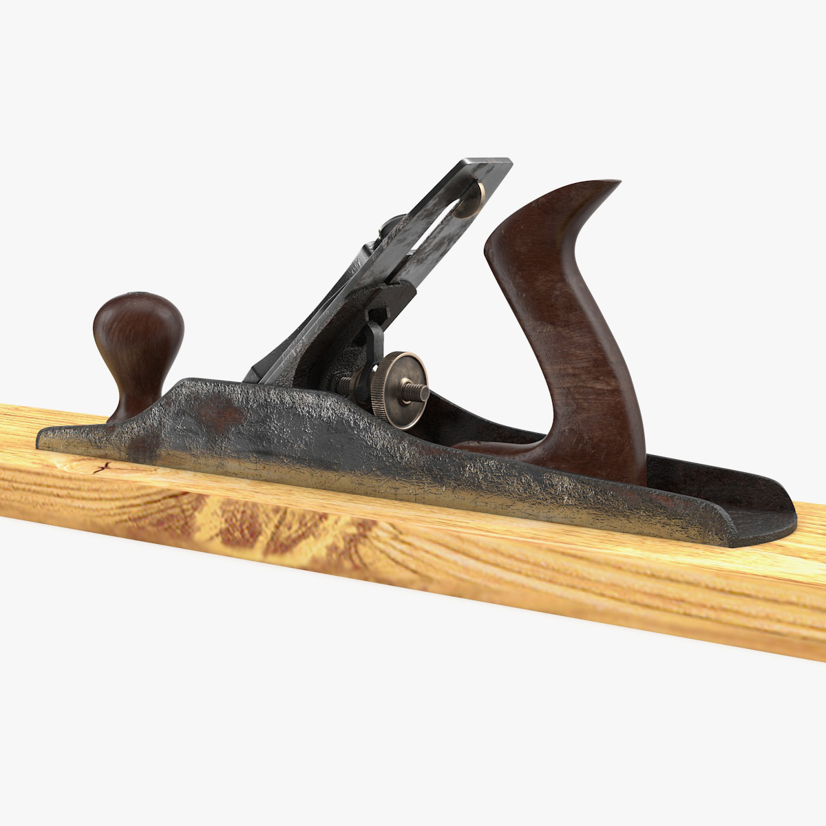 Wood Plane with Board 3D Model
