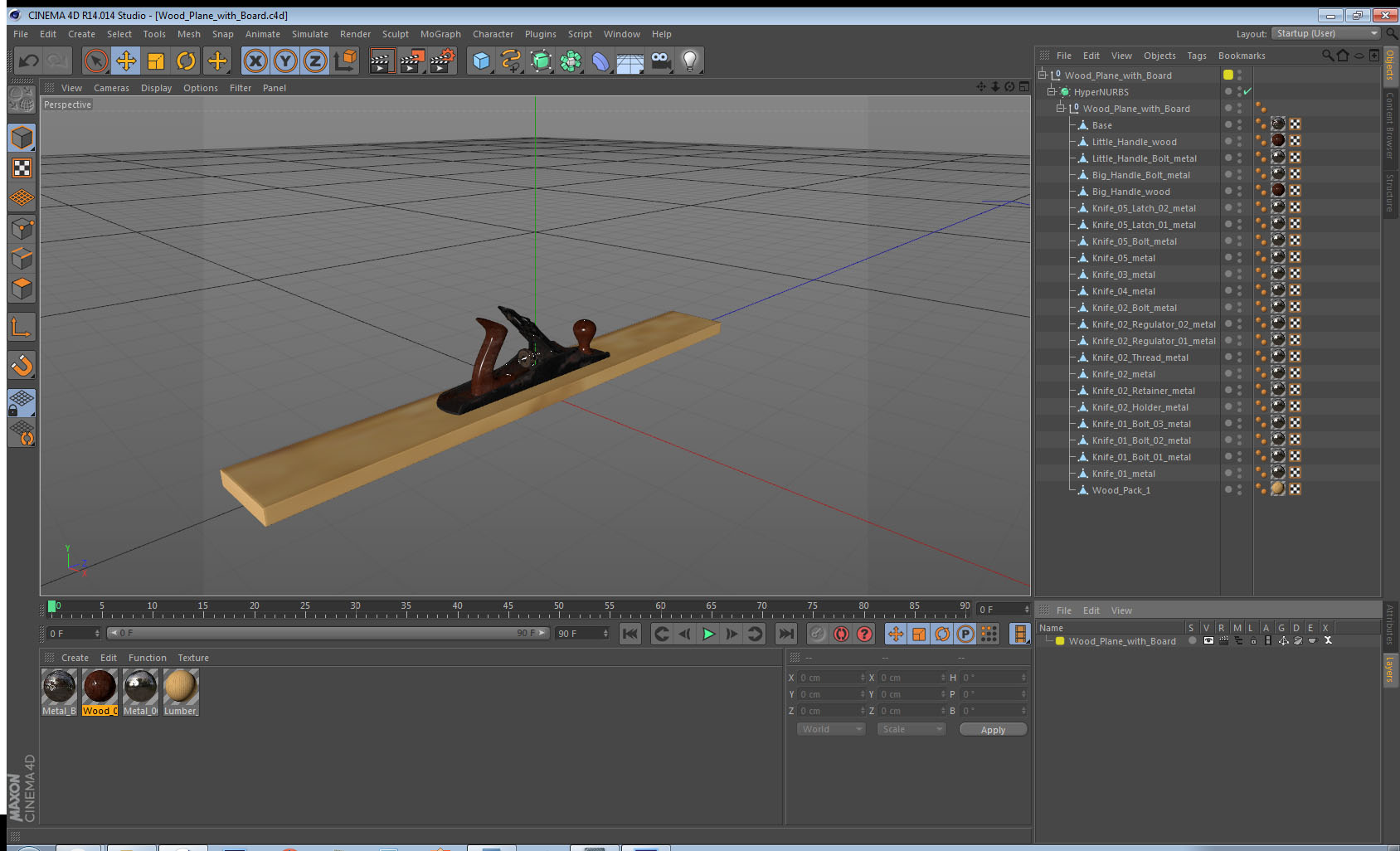 3D Wood Plane with Board