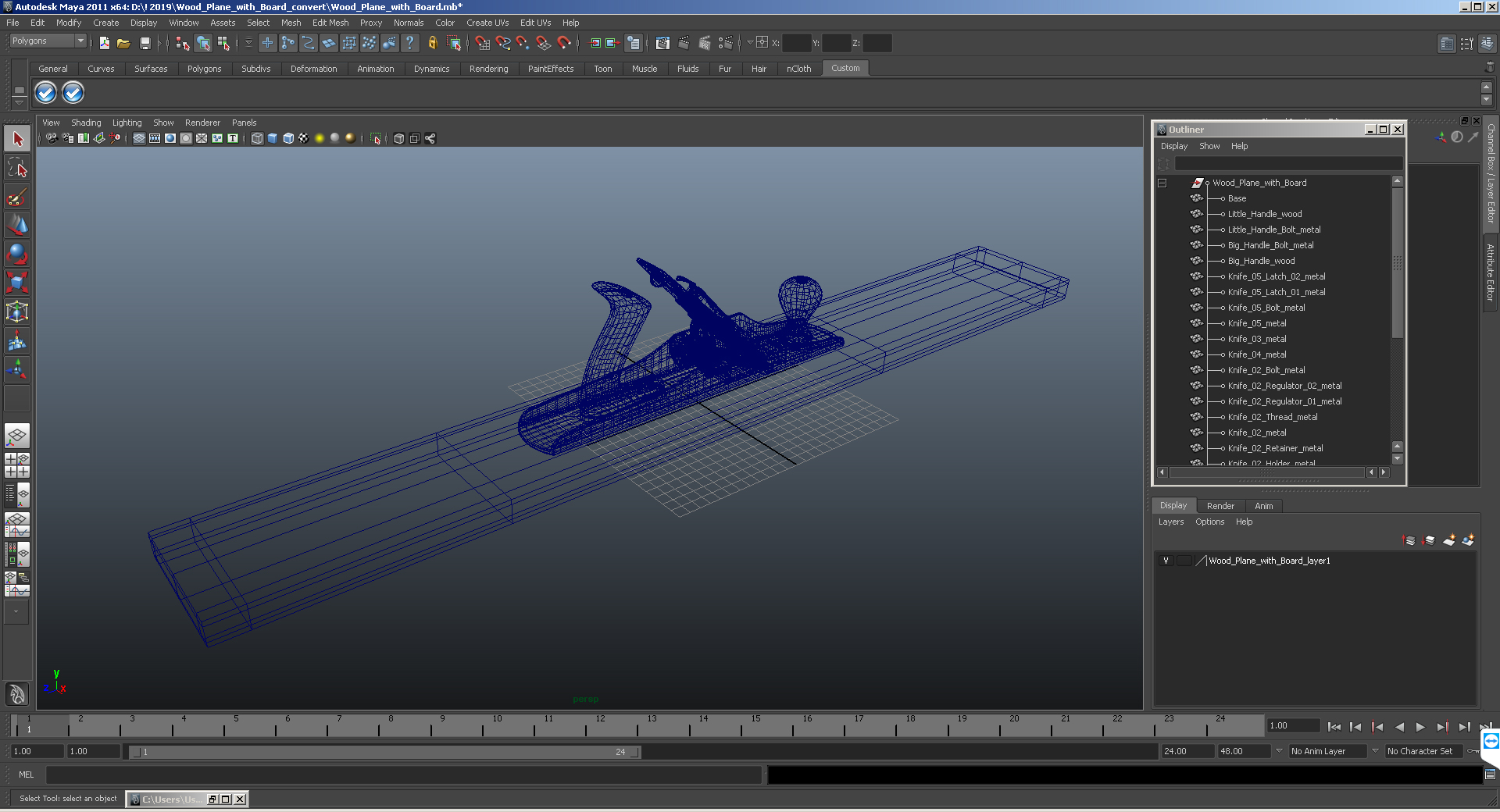 3D Wood Plane with Board