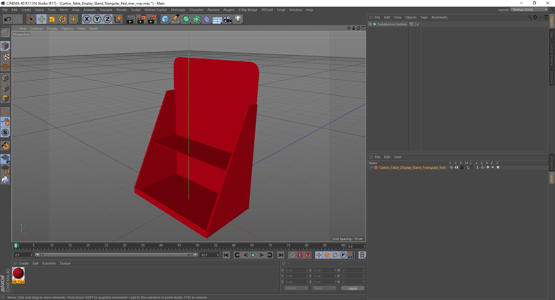 3D Carton Table Display Stand Triangular Red
