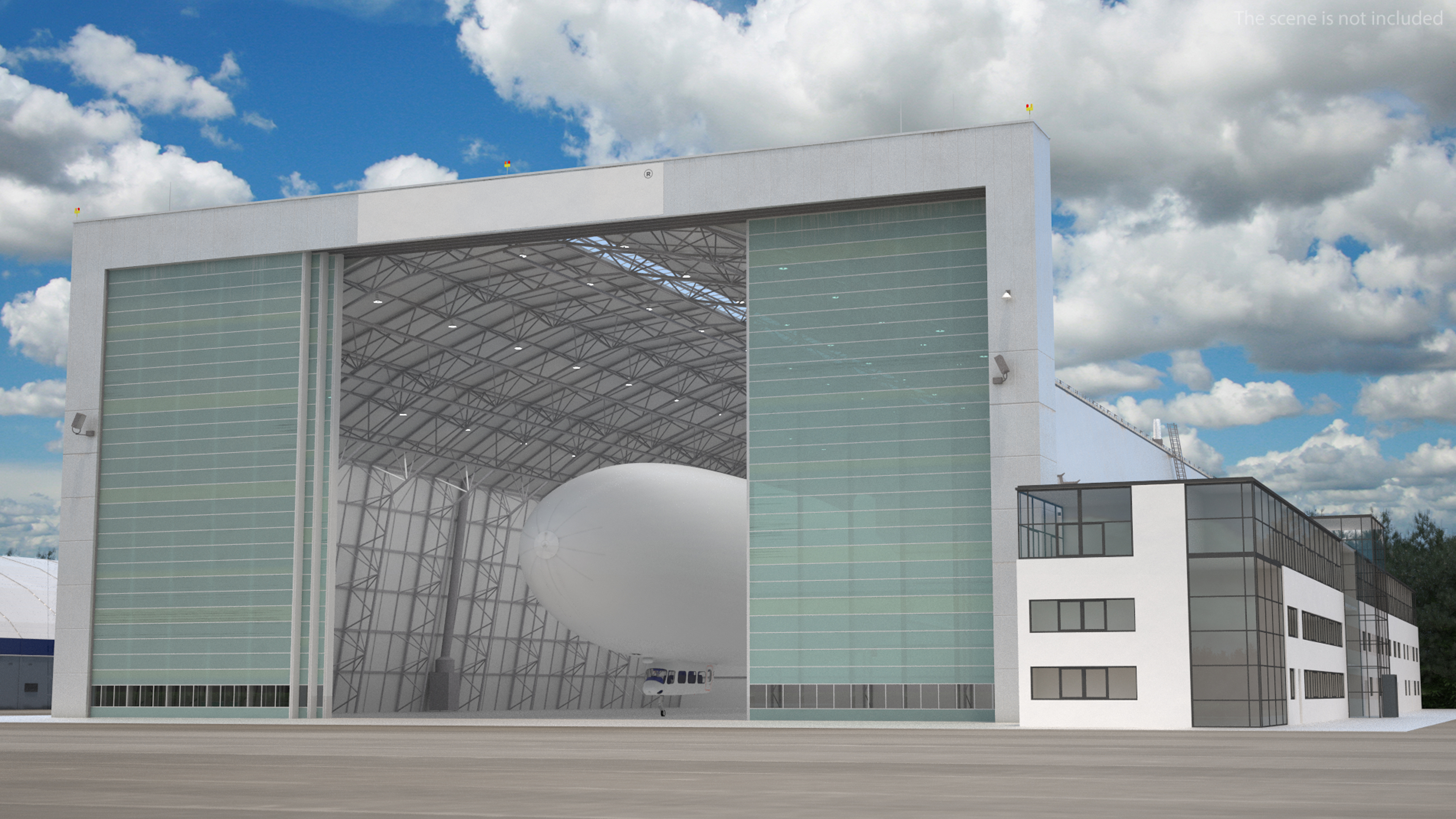3D model Airship Hangar with Blimp